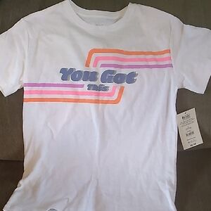 Athletic Works White and Pink Short Sleeve Tee